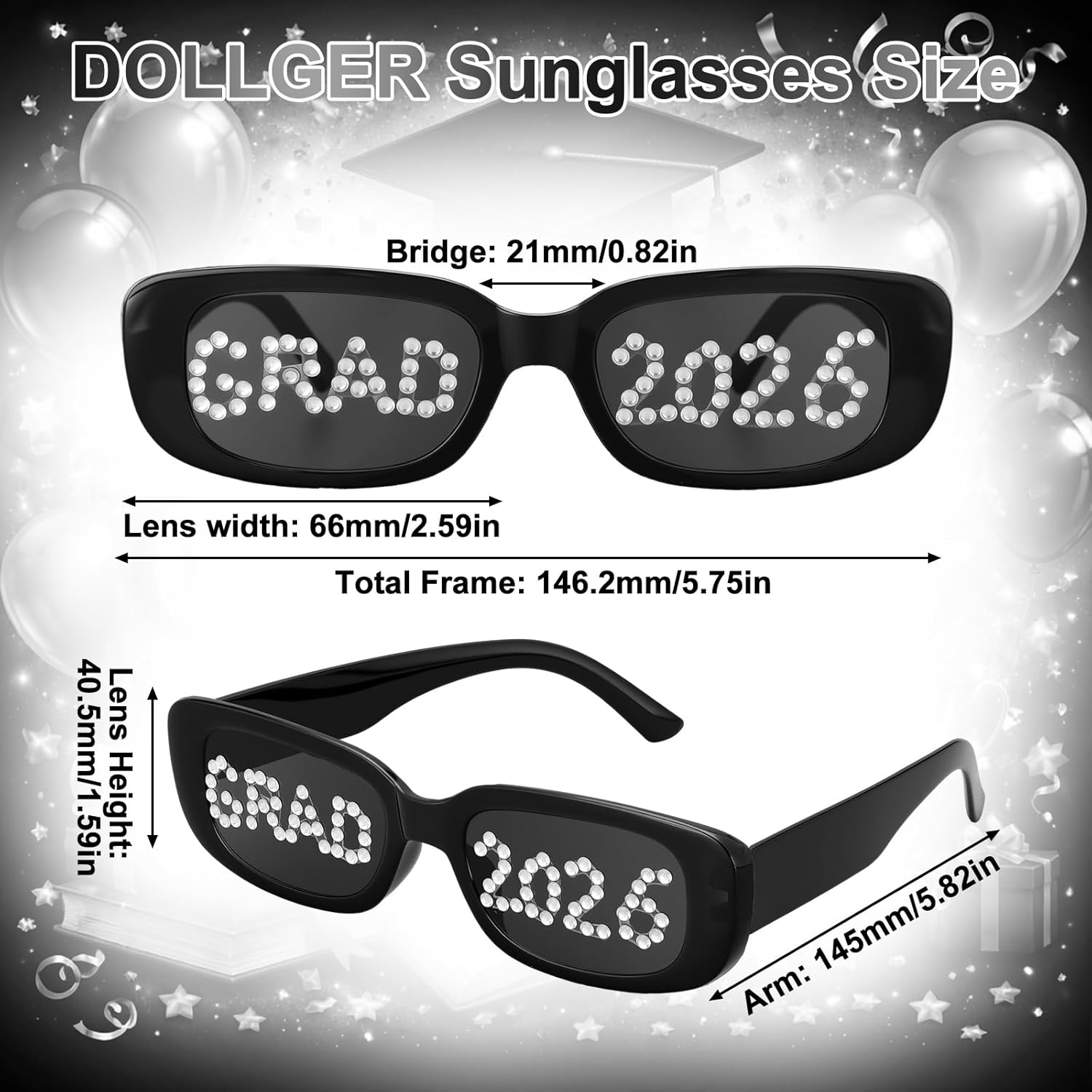 Grad 2026 Sunglasses with Diamond Glitter Prom 2026 Party Favors Graduation Gift Glasses Party Supplies Photo Prop