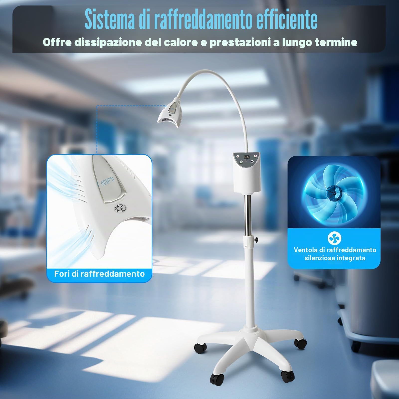 Macchina dentale sbiancante Mobile, Teeth Cool Accelerator Lampade professionali per sbiancamento dei denti con luce LED Teeth Bleaching Machine per il trattamento di denti fumosi, denti contenenti