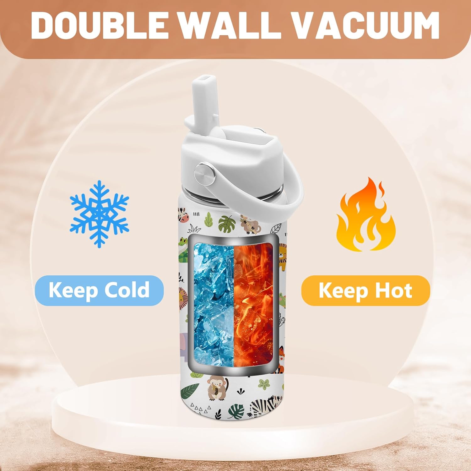 Animal Lovers Gifts,16 oz Water Bottle with Straw Lid, Forest Animals Water Bottle, Stainless Steel Insulated Tumbler, Cute Wildlife Animals Cup Gifts for Birthday Christmas - Image 4