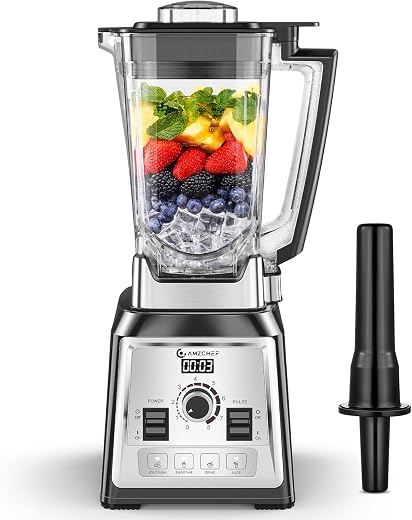 AMZCHEF Standmixer 2000W 2L, 8 Geschwindigkeiten