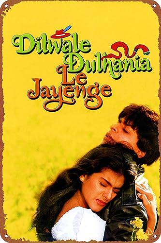 Dilwale Dulhania Le Jayenge - Cartel de metal para decoración de pared, letrero retro para decoración del hogar, 8 x 12 pulgadas