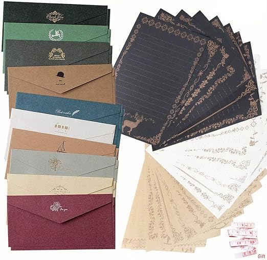 Amazon Co Jp Shiyi アンティークレターセット封筒枚 便箋3色24枚 かわいい メッセージカード封筒付き グリーティングカード バースデーカードを大切な人へ 文房具 オフィス用品