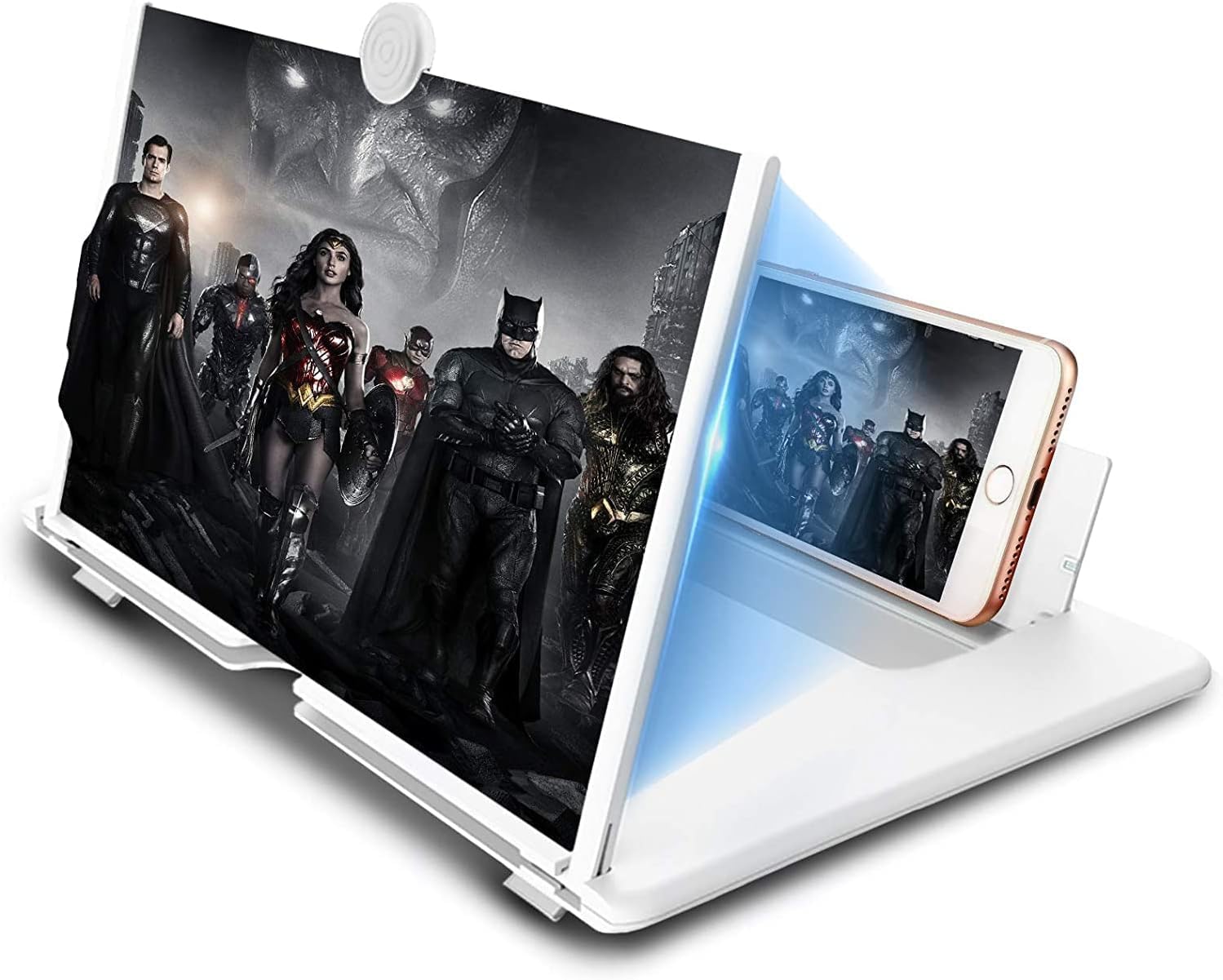 Amplificateur d'écran Lumineux de 18 Pouces, loupe d'écran Anti-Bleu 3D HD pour téléphone Portable, Support Pliable Portable pour Films, vidéos et Jeux, Compatible avec Tous Les Smartphones