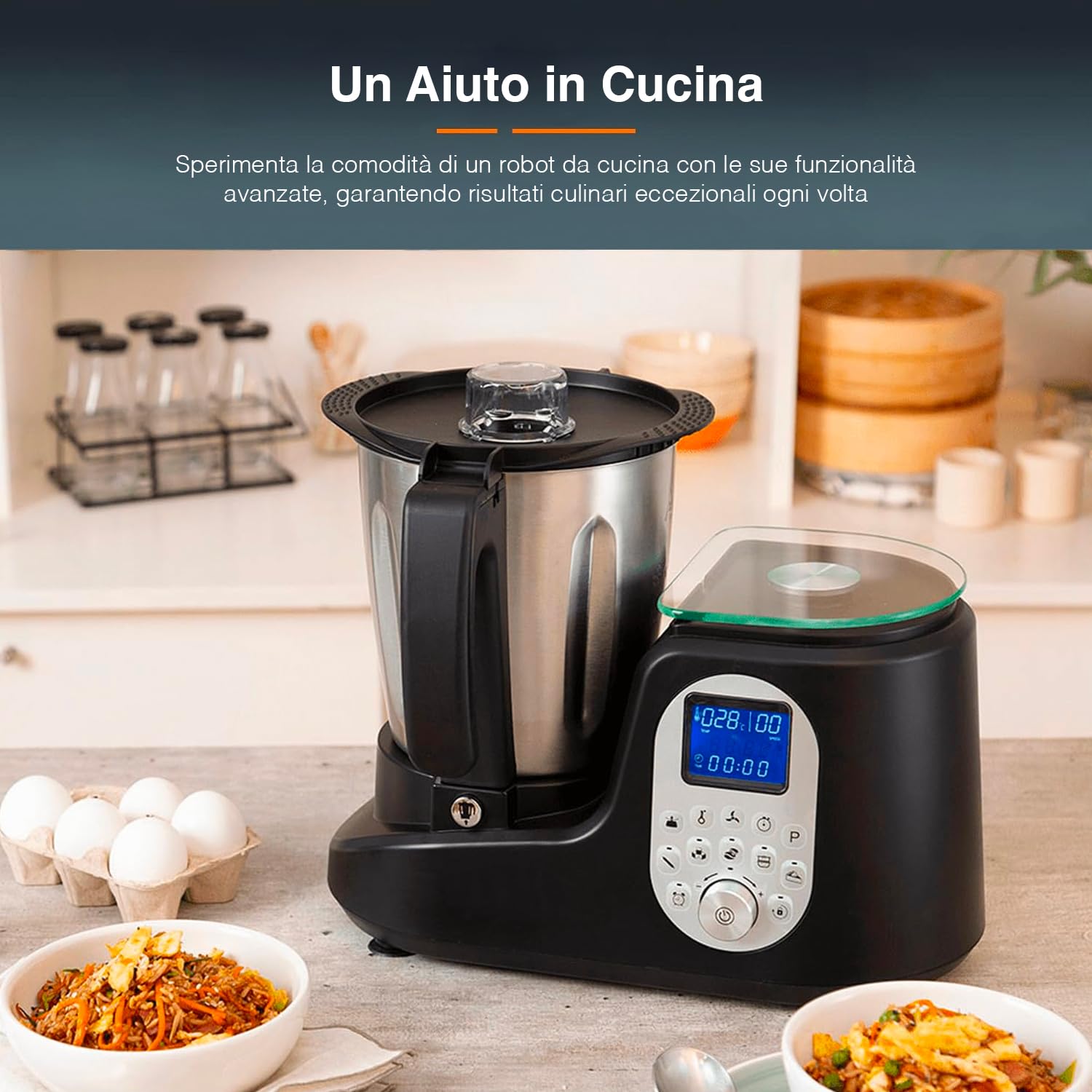 Robot da Cucina Multifunzione - Cuoci e Sminuzza 32x37.8x25cm, 3.5L, 550W