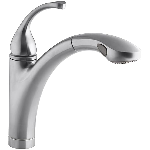 KOHLER K-10433-BN Forté(R) Single 3-Hole Sink 10-1/8" Pull-Out Spray spout Kitchen Faucet, 11.81 x 10.50 x 11.25 inches, Vibrant Brushed Nickel