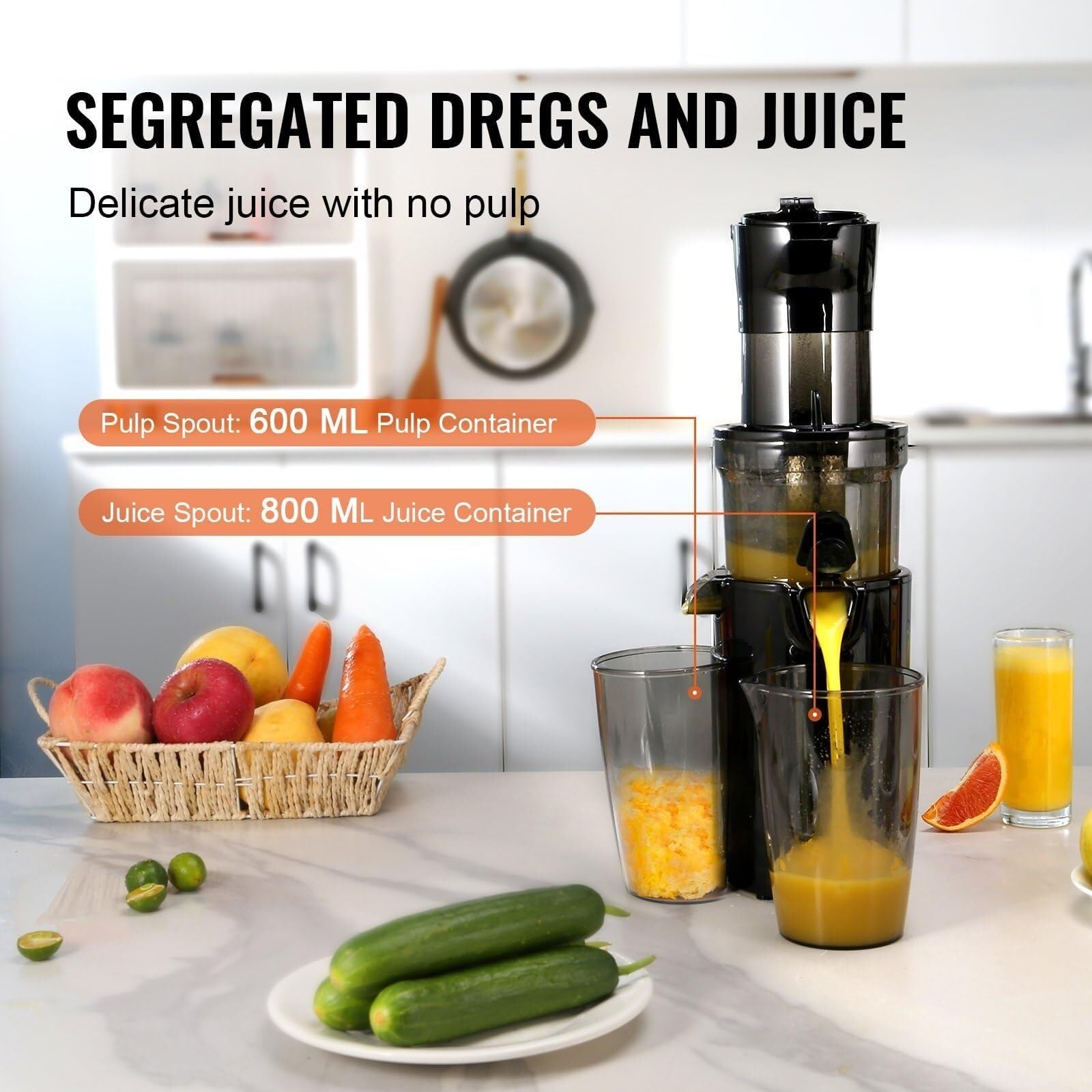 Spremiagrumi masticatore spremitura a freddo estrattore di succo ampio scivolo di alimentazione frutta e verdura ad alto contenuto nutritivo facile da pulire