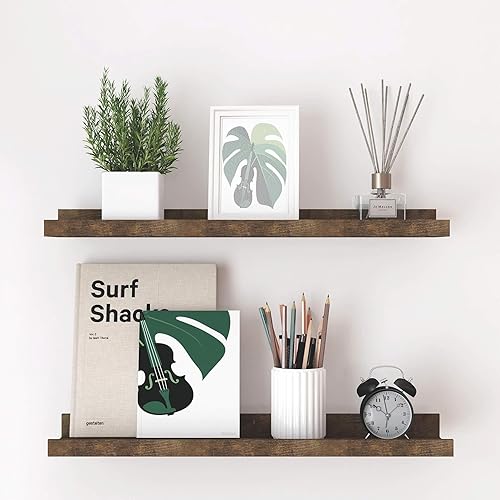 Miniatura 29 de Estantes Flotantes para Decoración de Pared, Estante de Almacenamiento Largo Montado en la Pared para Dormitorio, Sala de Estar, Baño, Cocina,