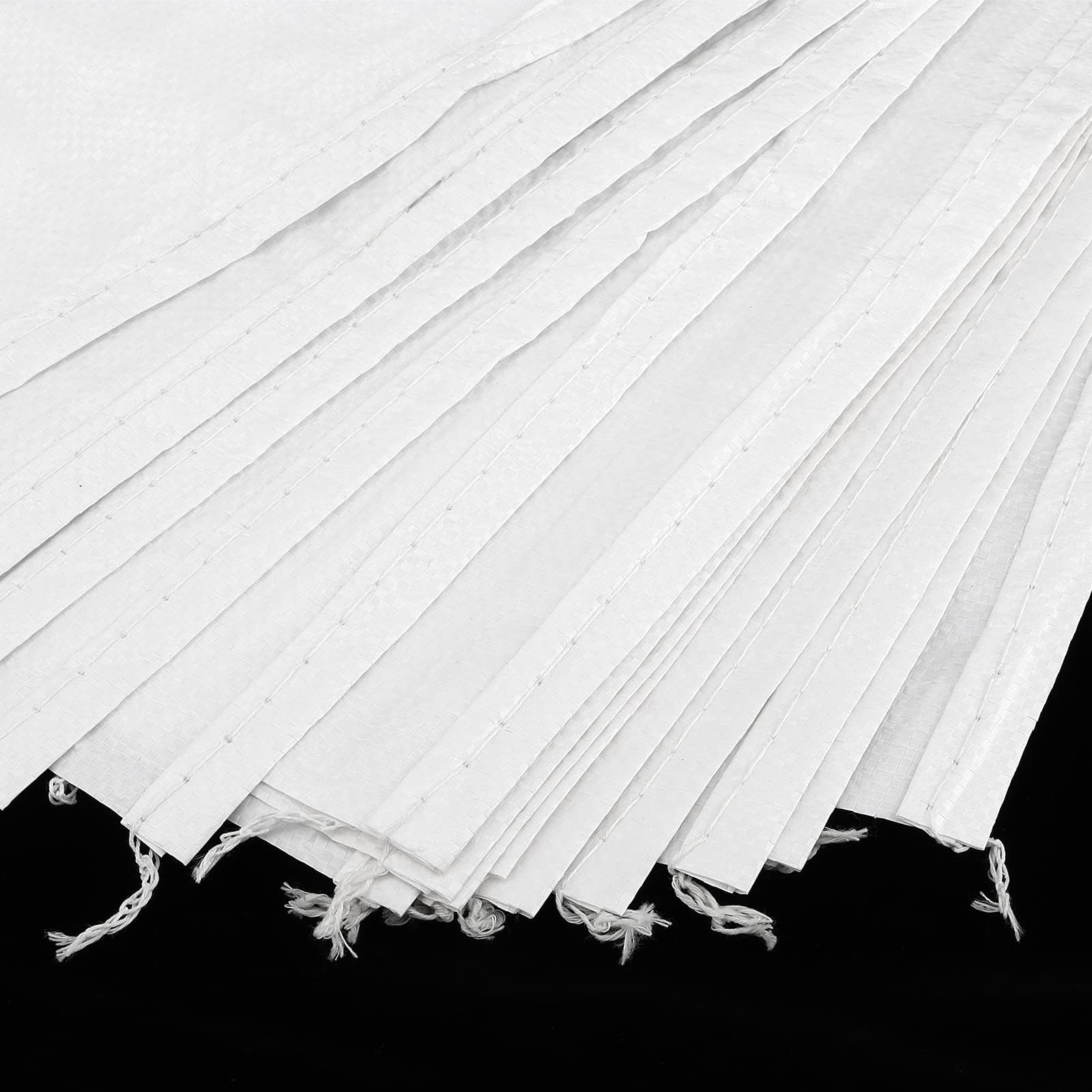 SEUNMUK 50 Sacchi di Sabbia Vuoti 45 x 77 cm in Polipropilene Bianco, Antiallagamento per Protezione Inondazioni, con Fascette da 20 m