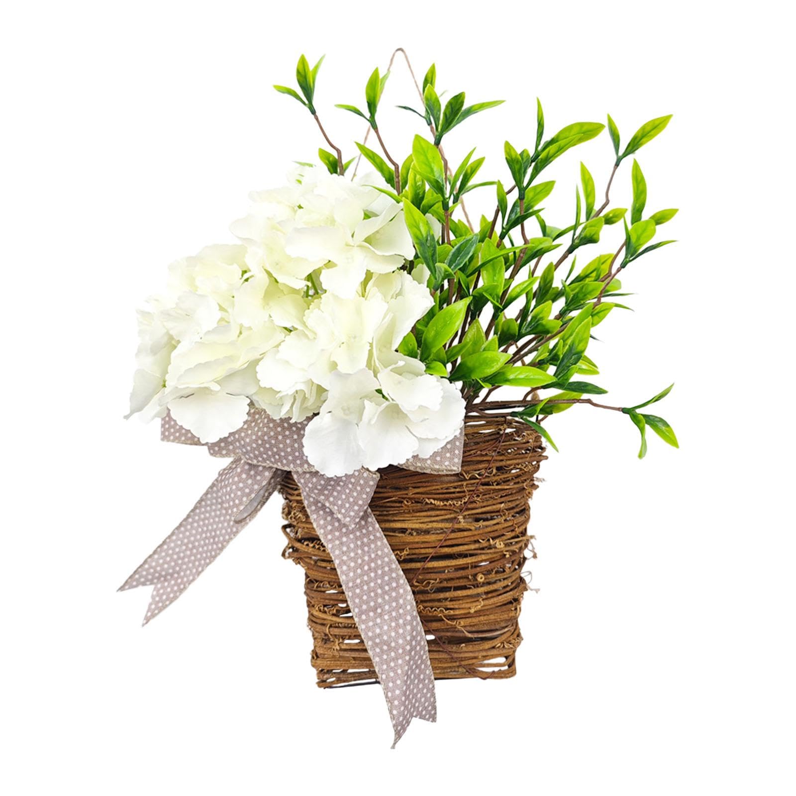 Enakshi (LABEL) Creations Cream Hydrangea Door Hanger Front Door Flowers Basket for Front Door OutsideHome & Garden|Holiday & Seasonal Decor|Christmas & Winter|Wreaths Garlands & Plants-image-18