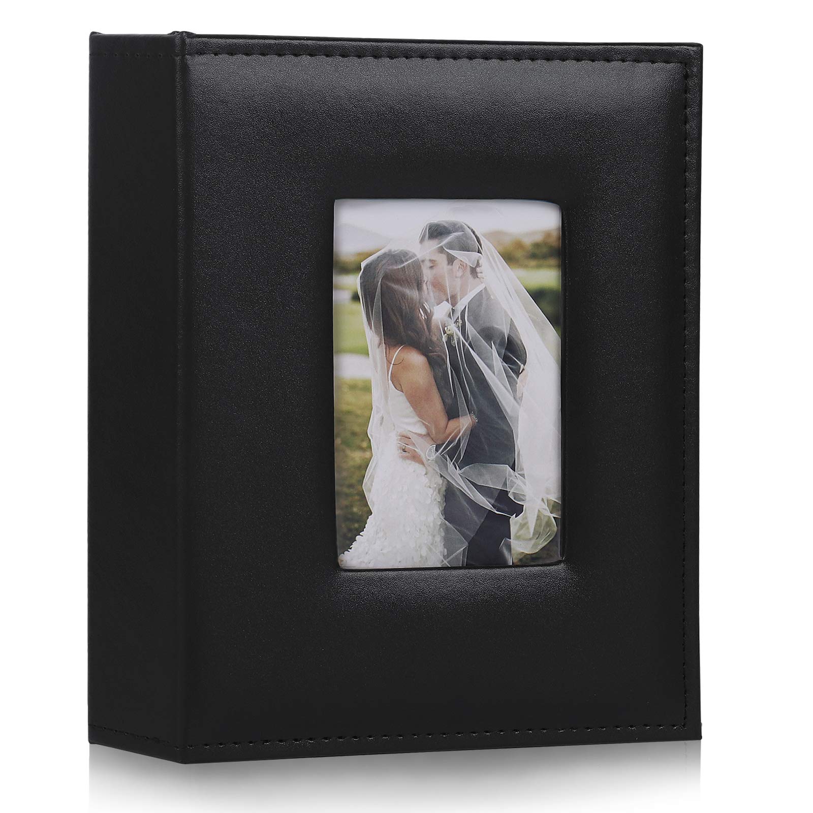 RECUTMS Photo Album 4x6 200 Photos, Leather Cover Album Slide In Photo Album for Family Wedding Children Holiday Anniversary Pictures Album (Black)