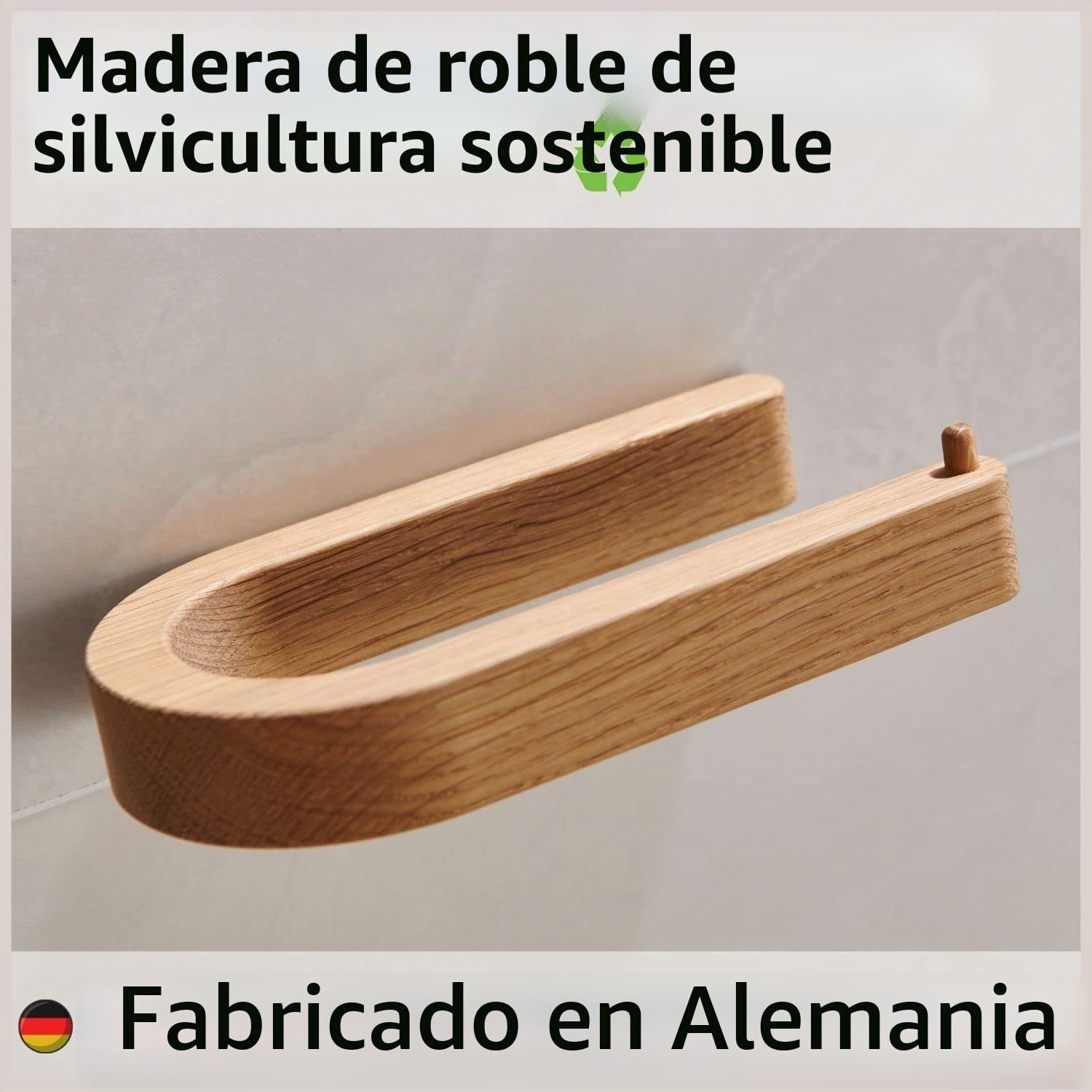 DEKAZIA® portarrollos Papel higiénico Madera Roble sin Taladro WC | porta rollos, autoadhesivo, almacenaje, sin agujeros, decoración baño