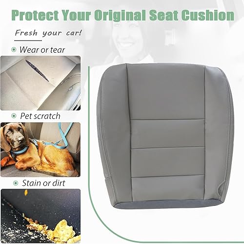 Miniatura 2 de Priprilod Funda de cuero de repuesto para asiento del lado del conductor y del pasajero, parte inferior y superior, compatible con Ford F250 F350