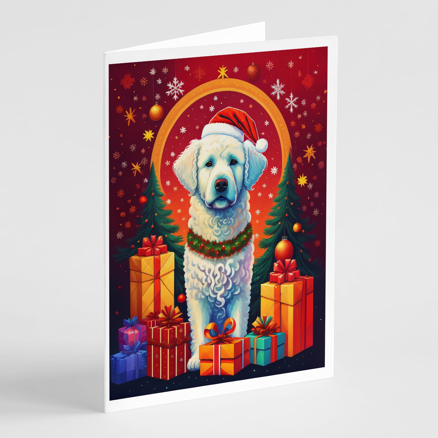 Caroline's Treasures Kuvasz DAC3116GCA7P Weihnachtskarten mit Umschlägen, blanko, A7, Größe 12,7 x 17,8 cm, 8 Stück