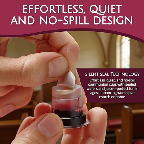 Miniatura 4 de TrueVine Juego de tazas y obleas de comunión superior e inferior, tazas precargadas con pan fresco sin levadura y jugo de uva, cuidadosamente