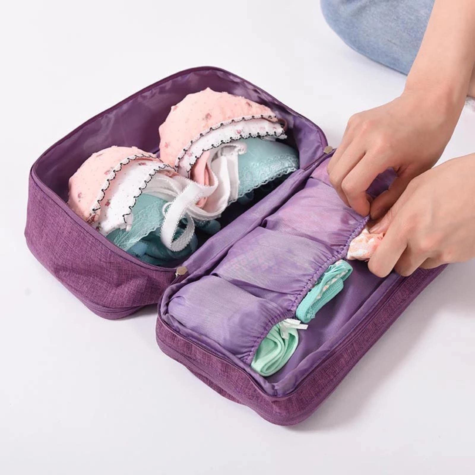 1 Pezzo Borsa portaoggetti per Biancheria Intima Reggiseno da Viaggio Organizer Donna Uomo Calzini Cosmetici Custodia per Vestiti Oggetti per Articoli Accessori-B Borsa Beige