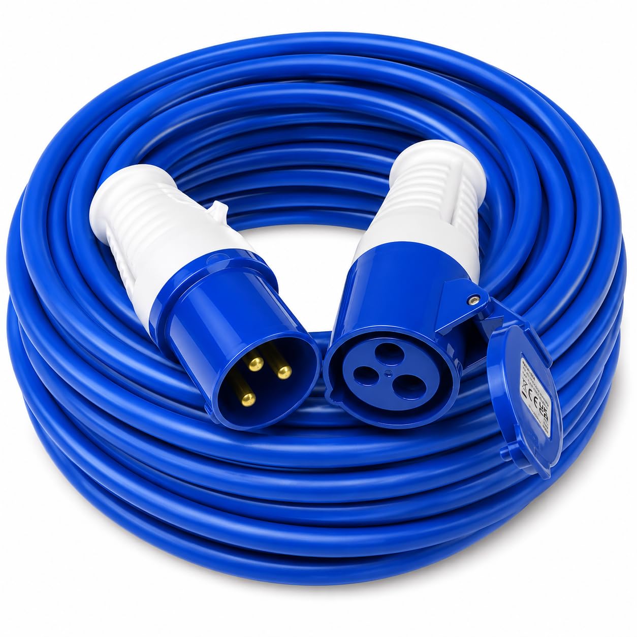 SLx Rallonge électrique 14 m 240 V 16 A - Câble d'extérieur robuste (2,5 mm²), certifié IP44, pour la construction, le garage, la caravane, le camping-car et le camping