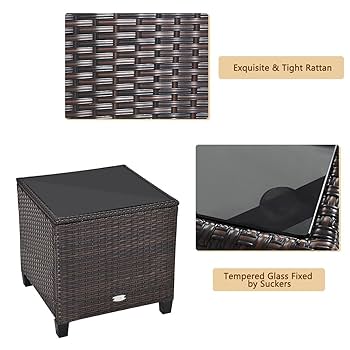 Ensemble Salon Jardin 3 Pièces - 2 Fauteuils + Table Ronde - Tissu Respirant, Verre Trempé - Gris, Noir, Bleu