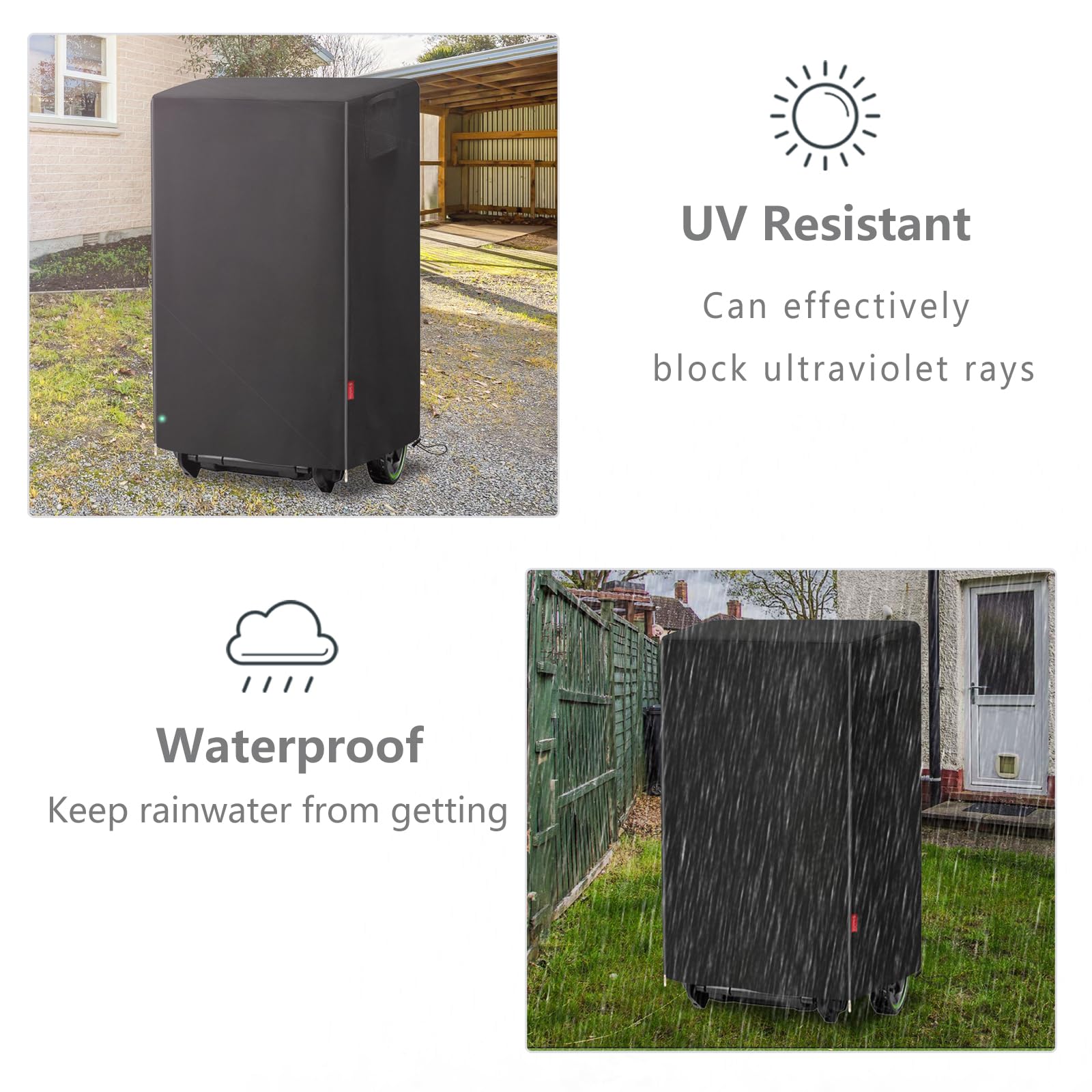 Funda impermeable para cortacésped, ajuste universal para cortadoras de césped inalámbricas plegables de 20 a 21 pulgadas, protector de almacenamiento duradero para exteriores (negro)