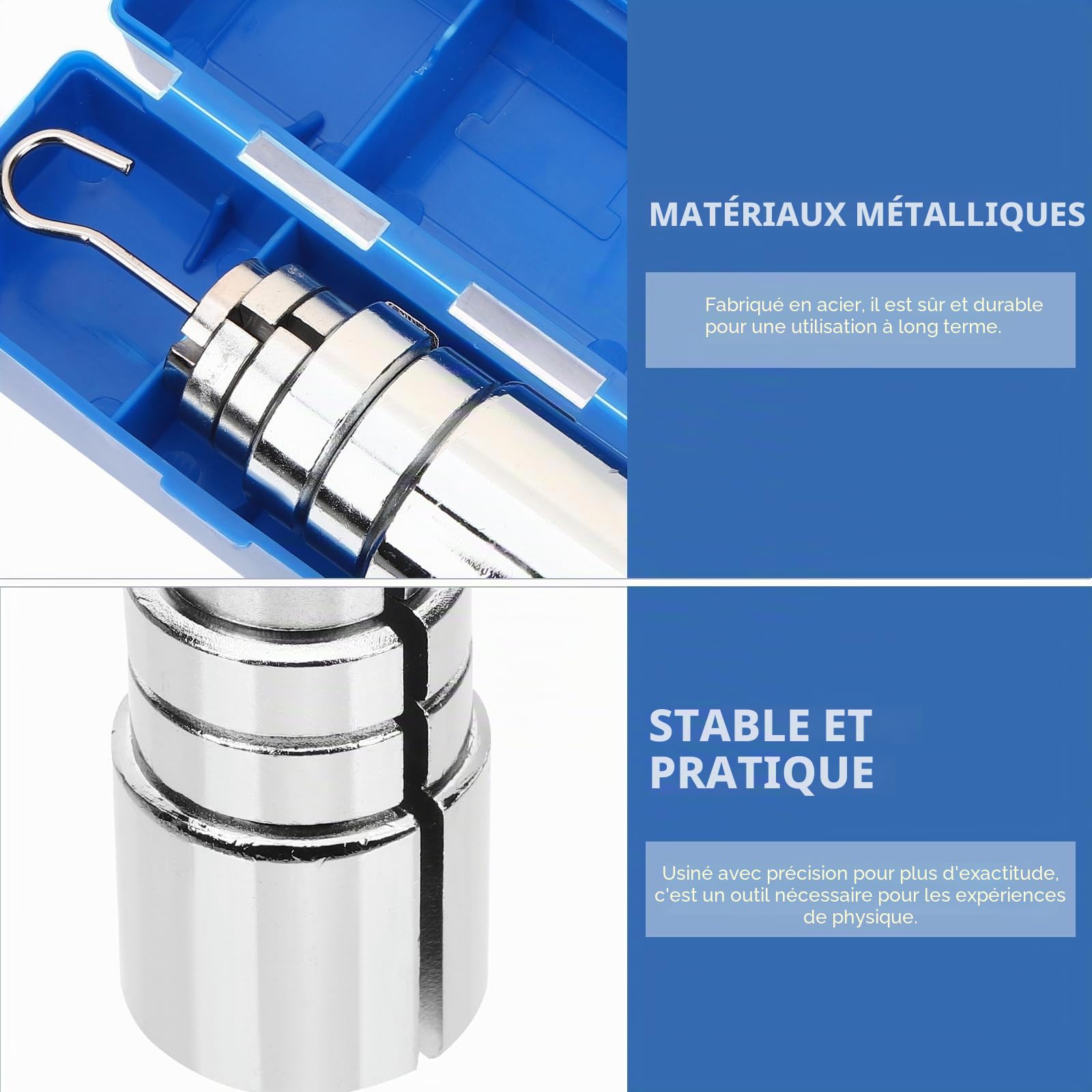 Mobestech Masse Fendue En Métal Avec Cintre Ensemble De Poids À Fentes De Laboratoire 200 G 2 X 50 G 2 X 20 G 1 X 10 G Boîte De Rangement Pour Expériences De Physique