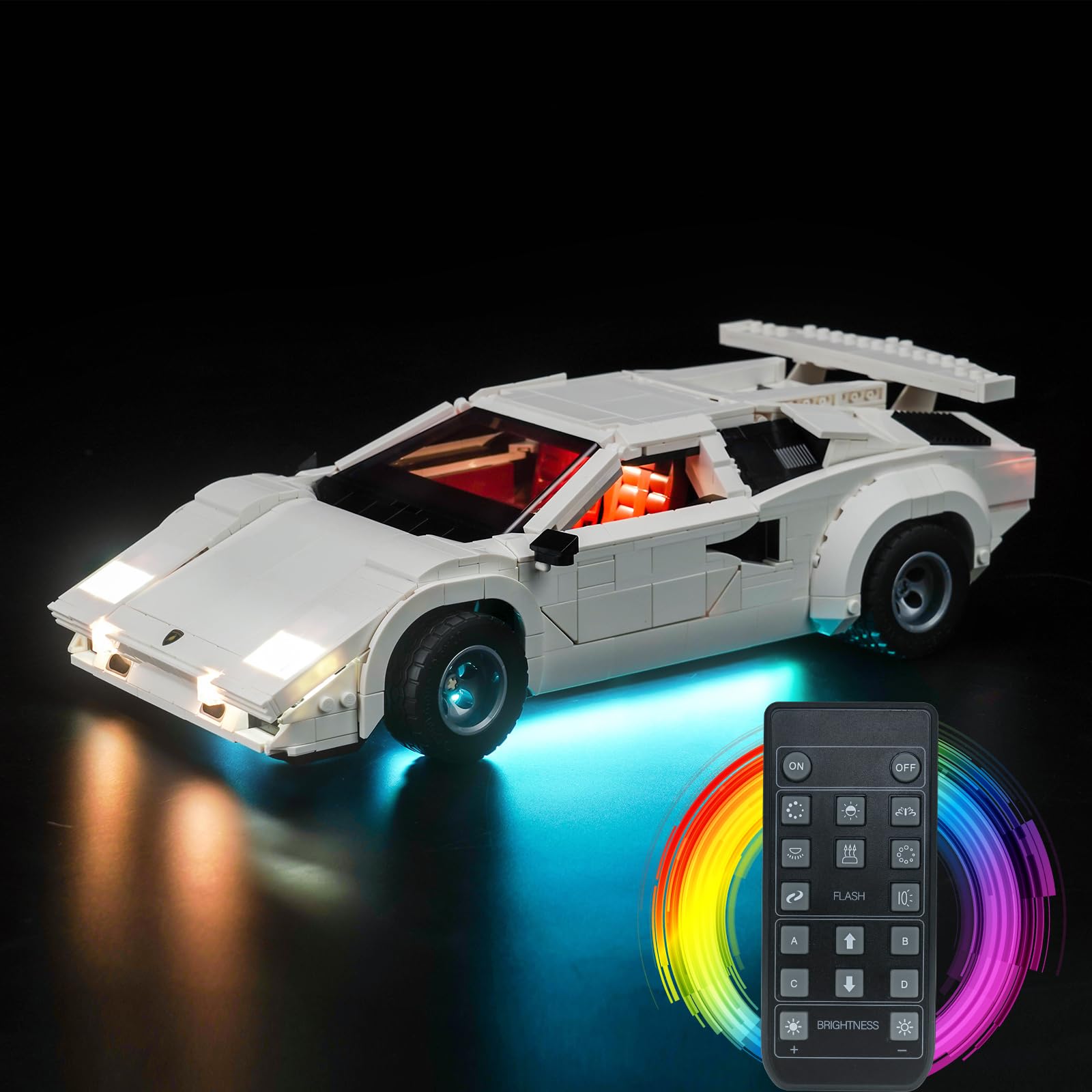 RC Light Kit for Lego 10337 Icons Lamborghini Countach 5000 Quattrovalvole, Lighting Set for Lego 10337 Set