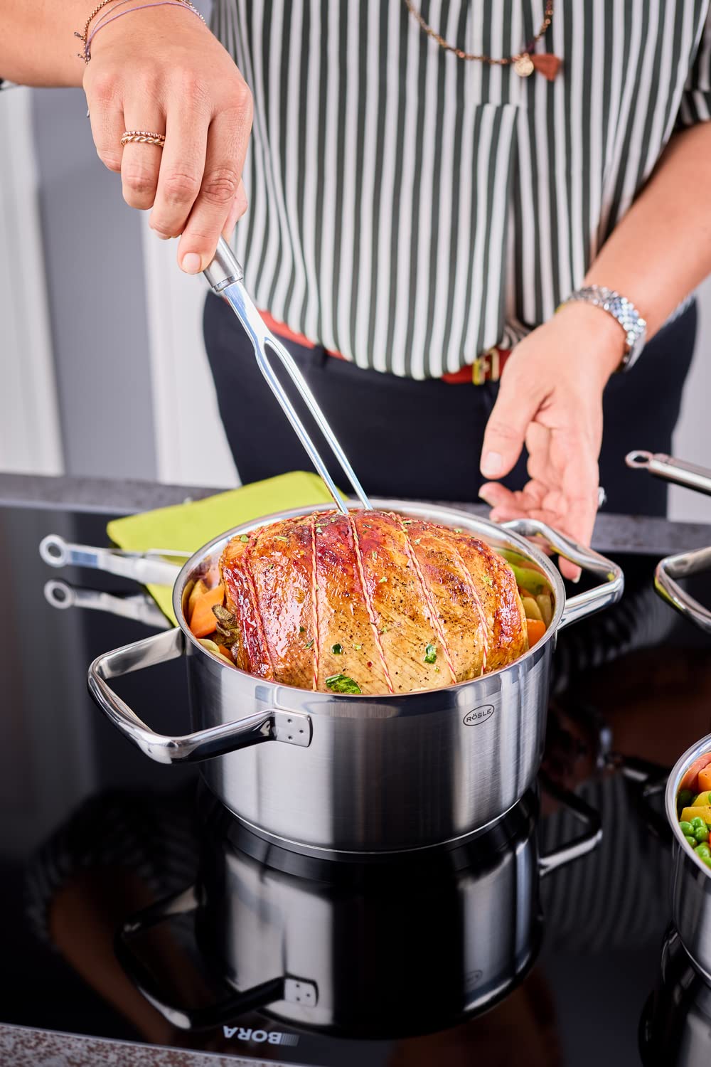Rosle Forchettone per Affettare e Servire, per Servire Carne, Salsicce e Formaggio, Acciaio Inox 18/10, Lunghezza di 35 cm, Adatto Alla Lavastoviglie