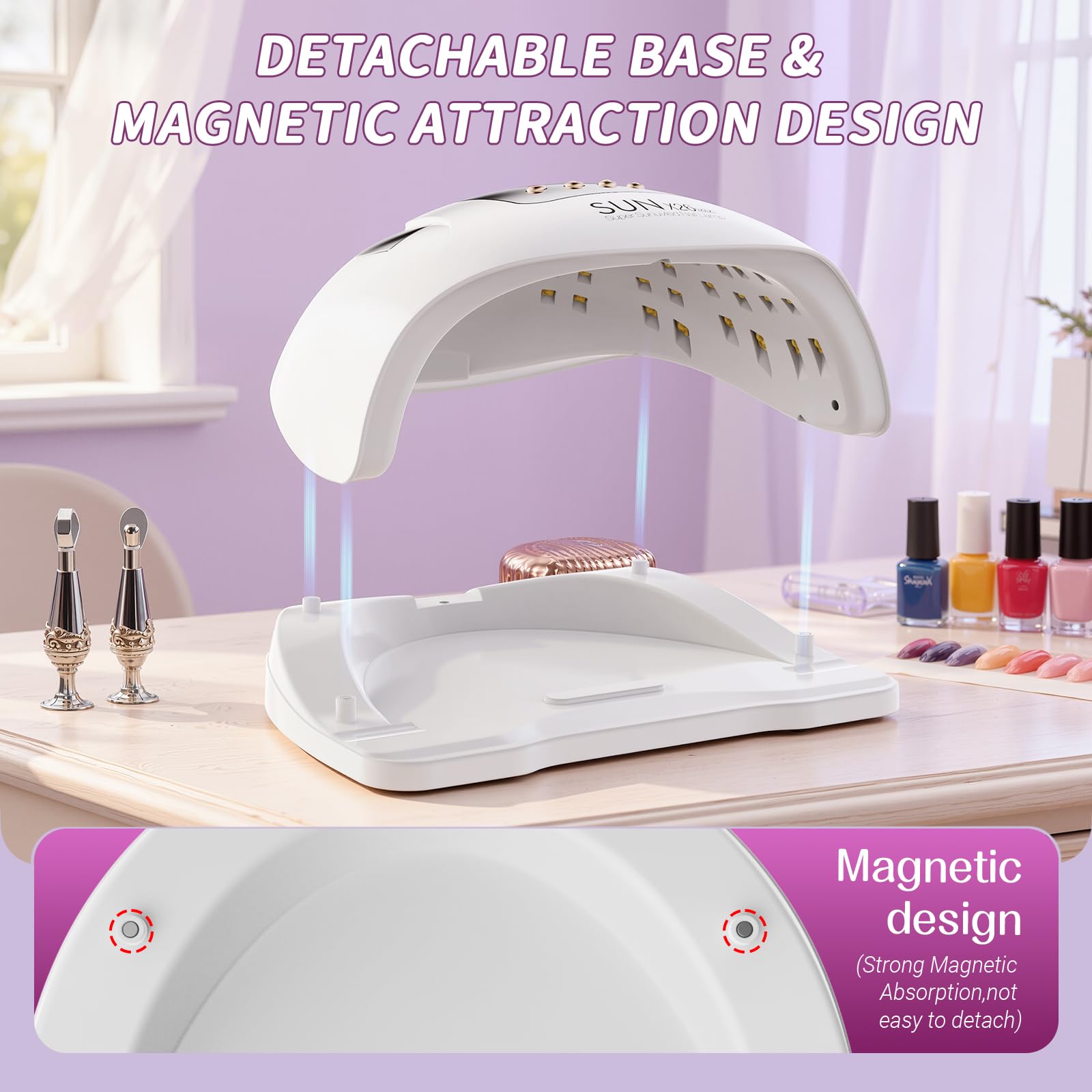 380W UV LED Lamp per Unghie, con 81 Perle/4 Impostazioni Temporali, Asciugatrice LED per Gel Vernice con Sensore Automatico, Display LED, Lampada UV Portatile con Maniglia per Unghie in Gel