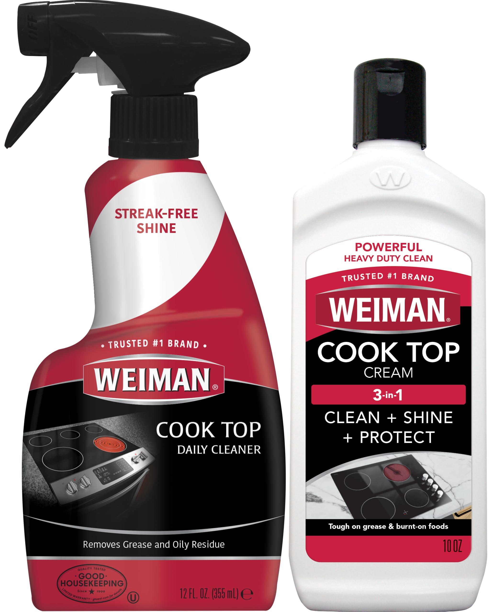 Weiman Ceramic and Glass Gas Table - 10oz - Stove Top Daily Cleaner Kit - 12oz - Glass Induction Gas Table Cleaning Bundle Heavy Duty Clean Dirty Food