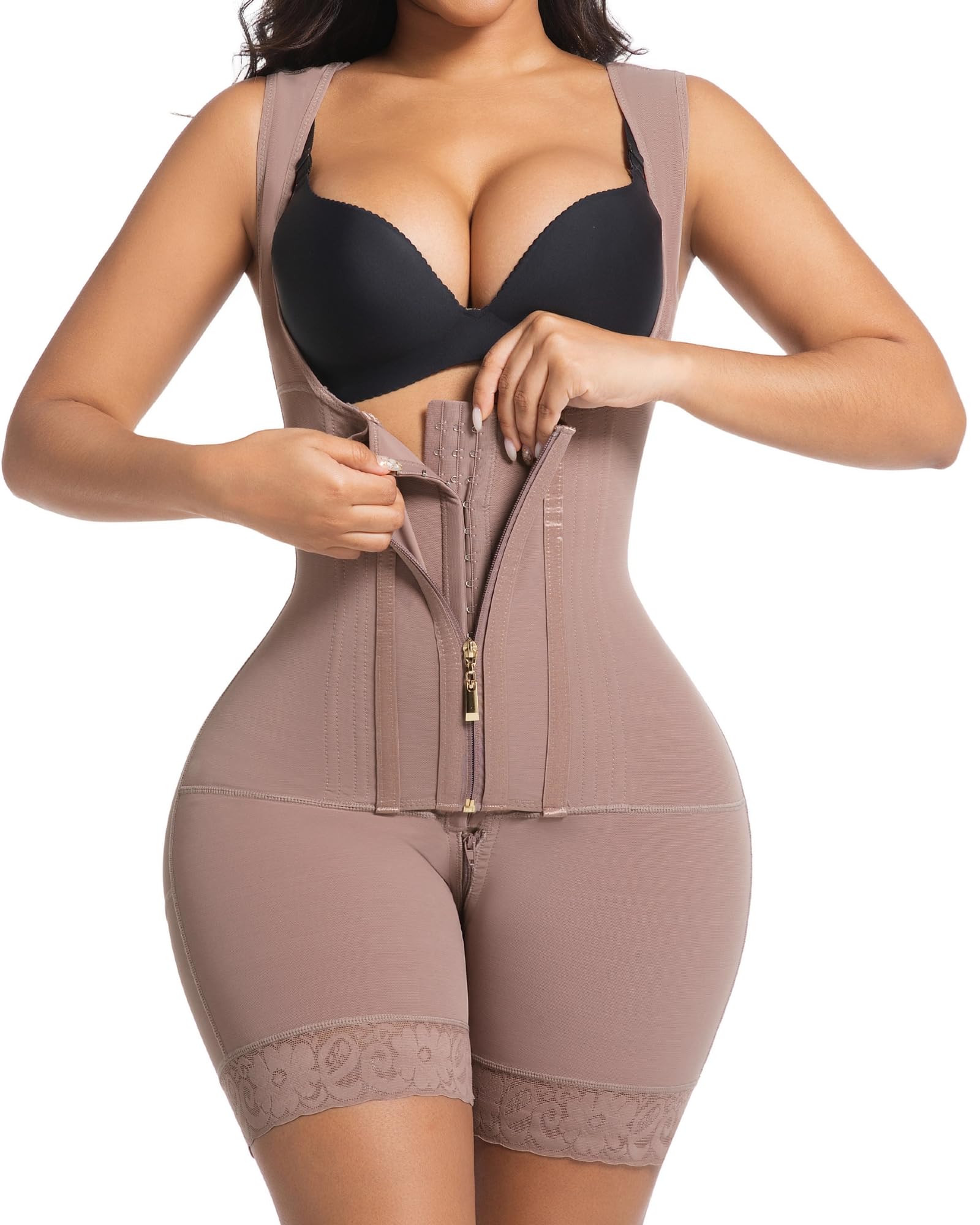 Fajas Colombianas Moldeadoras Shapewear Faja moldeadora de cuerpo posparto con cremallera en la entrepierna