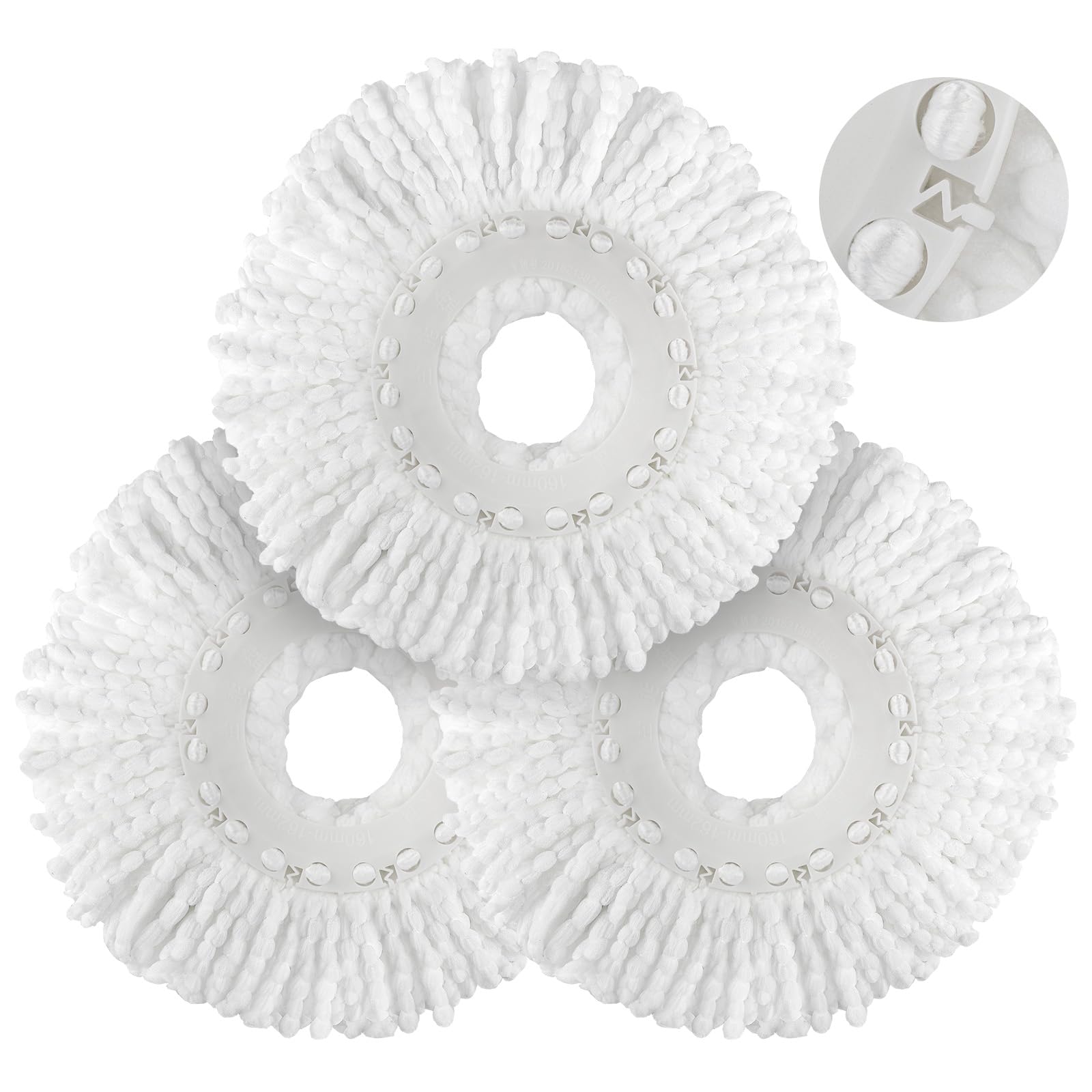 Spin Mop Replacement Head for Hurricane 360° Spin Mop Systems, Microfiber Spin Mop Head, Round Shape Standard Universal Size Magic Mop Refill, 3 Pack-picture-12