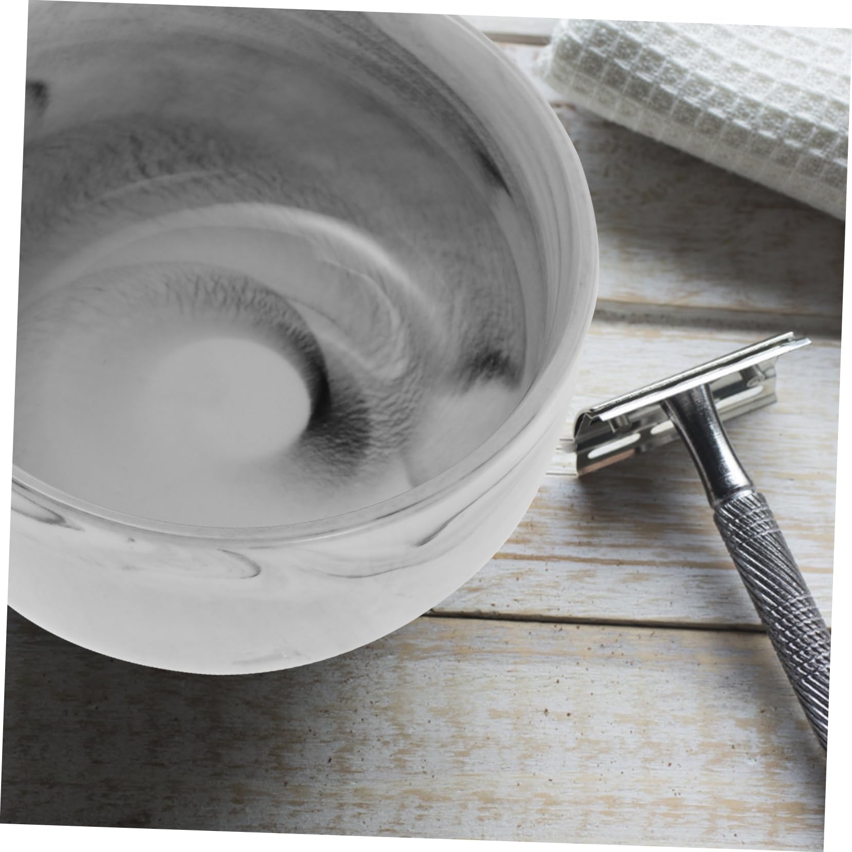 IWOWHERO Large Shaving Bowl Marble Soap Container for Deep Porcelain Shaving Bowl Lid
