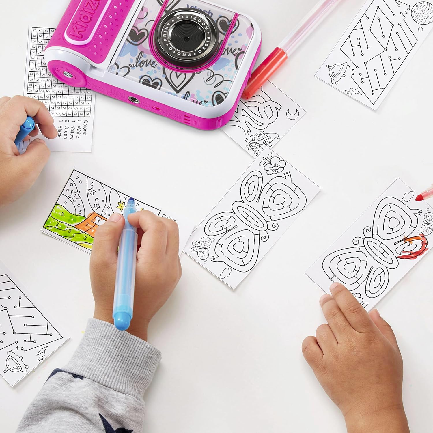 VTech Kidizoom Printcam Rosa, Macchina Fotografica per Bambini con 40+ Effetti Speciali, Fotocamera Istantanea per Bambini, Carta Termica Inclusa, 5MP, Lingua Italiana, Batterie Incluse, 5-13 Anni