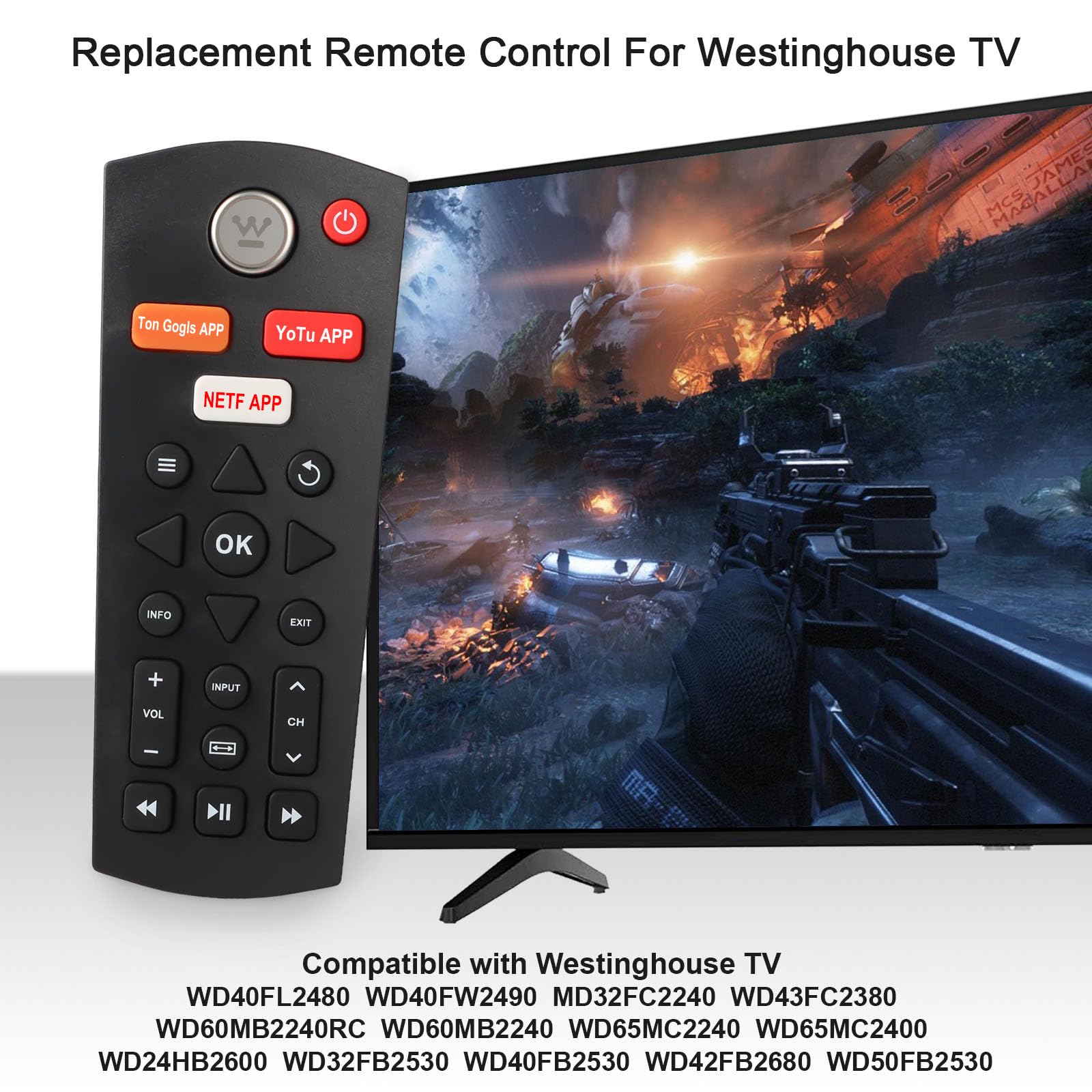 OEM Replacement Westinghouse TV Remote Control WS-2258 For Westinghouse TV WE55UB4417 WE50UB4417 WD40FB2530