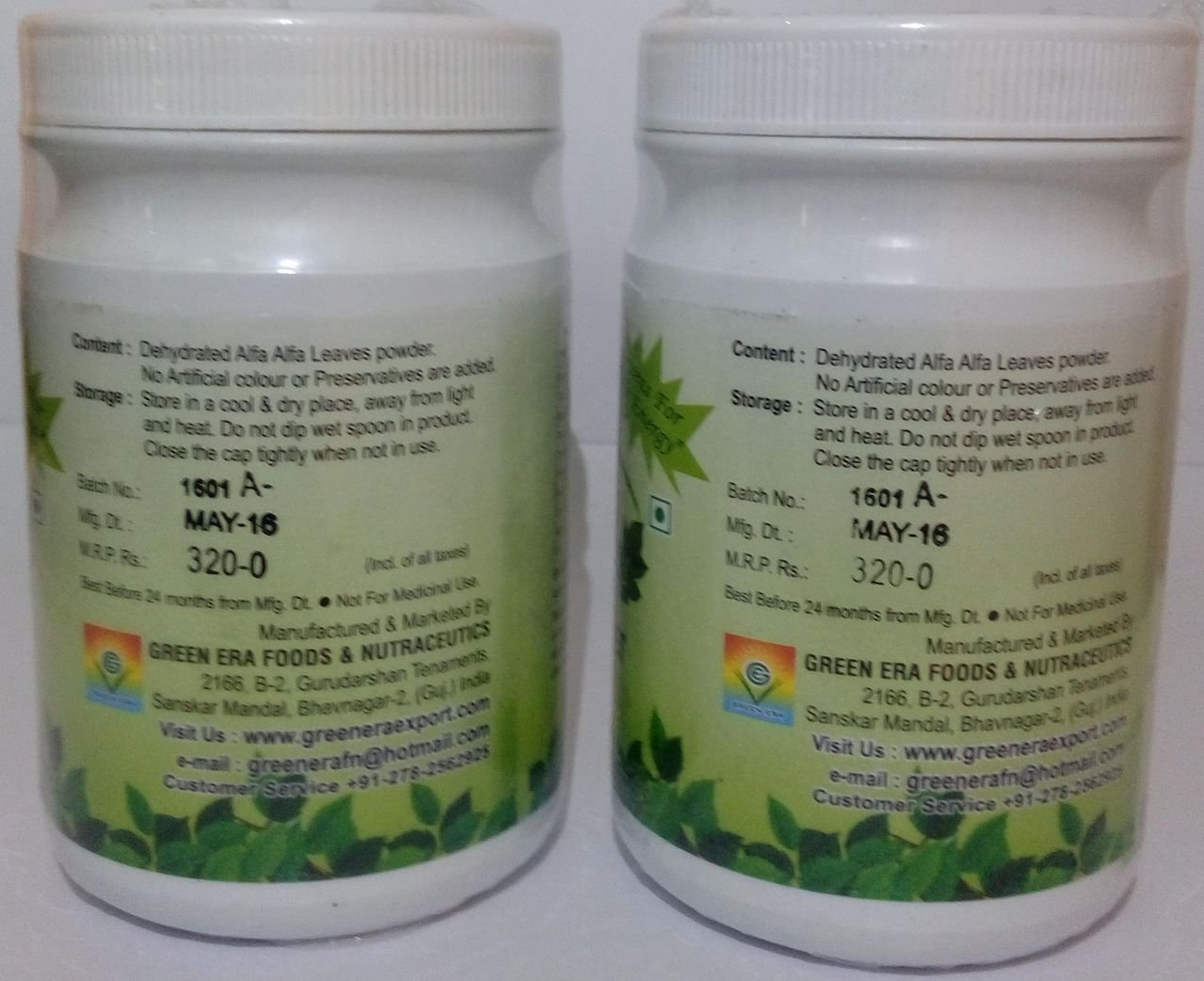 Green Era Organic Alfa Alfa Leaves Powder 100 Gms Per Bottle (Pack of 2)