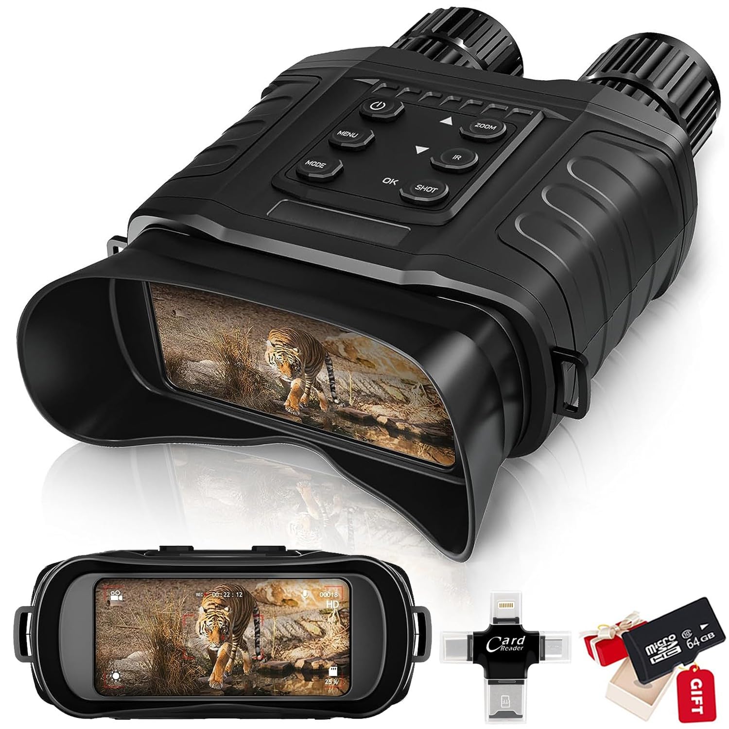 Nachtsichtgerät, 20X Optischer & 4X Digitales Zoom 1640ft Erkennungsweite Wasserdichtes Hochempfindlicher CMOS-Sensor 850nm Infrarot-Nachtsichtbrille für Erwachsene, Jagd Camping Überwachung
