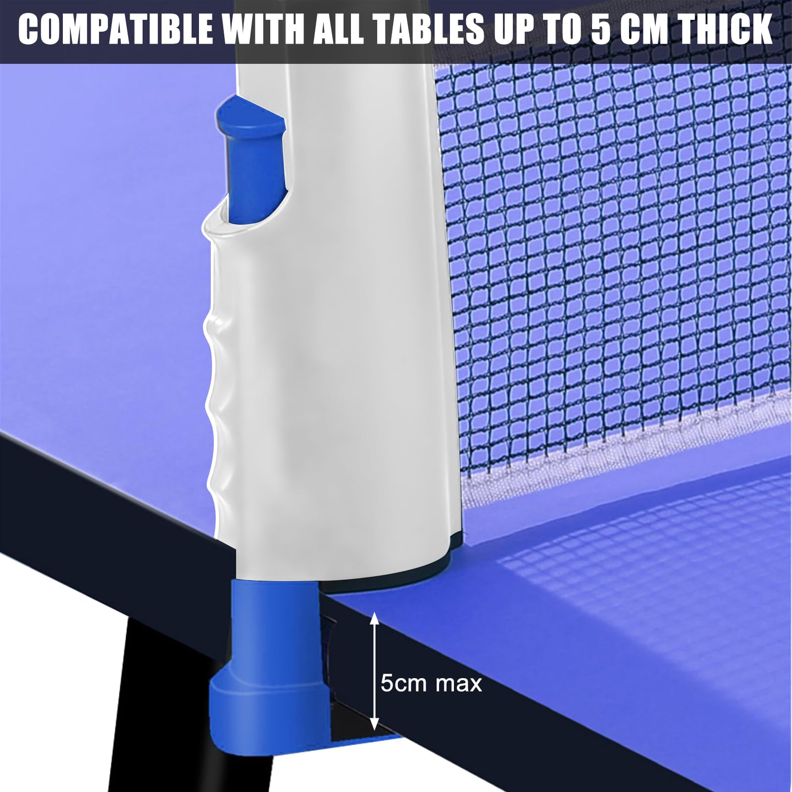 Rete da ping pong, rete da ping pong, 170 (max) x 20 cm, rete di ricambio retrattile, ideale per tipi di tavoli