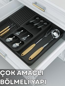 Beylini Sürgülü Genişleyebilir Çok Amaçlı Kaşıklık Çatal Kaşık Bıçak Organizer Çekmece Dolap İçi Düzenleyici