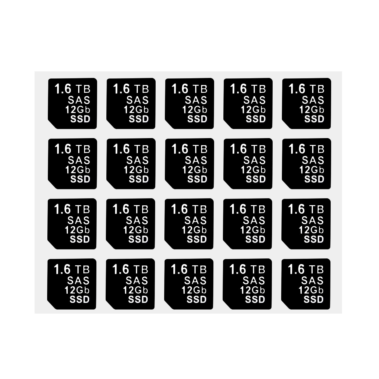 20PCS Capacity Sticker Label for Hard Drive Tray Caddy DXD9H 0DXD9H X7K8W 0X7K8W, Compatible for Dell PowerEdge 16th-14th Gen r740 r640 r440 r340 r750 r650 r550 r760 r660 r6625, 1.6TB, SAS, 12GB, SSD
