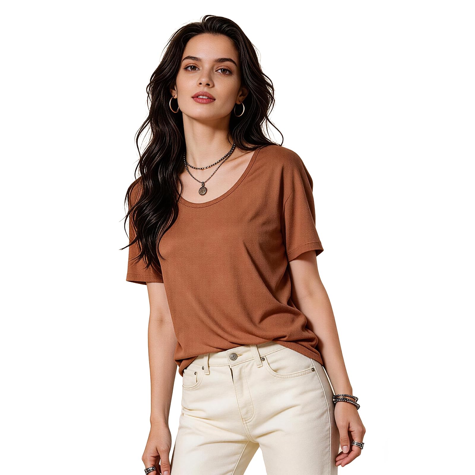 t Shirts for Women- Washable Silky Tshirts Short Sleeve, Stretch No Iron Cooling Summer Casual Tops Basic Tees