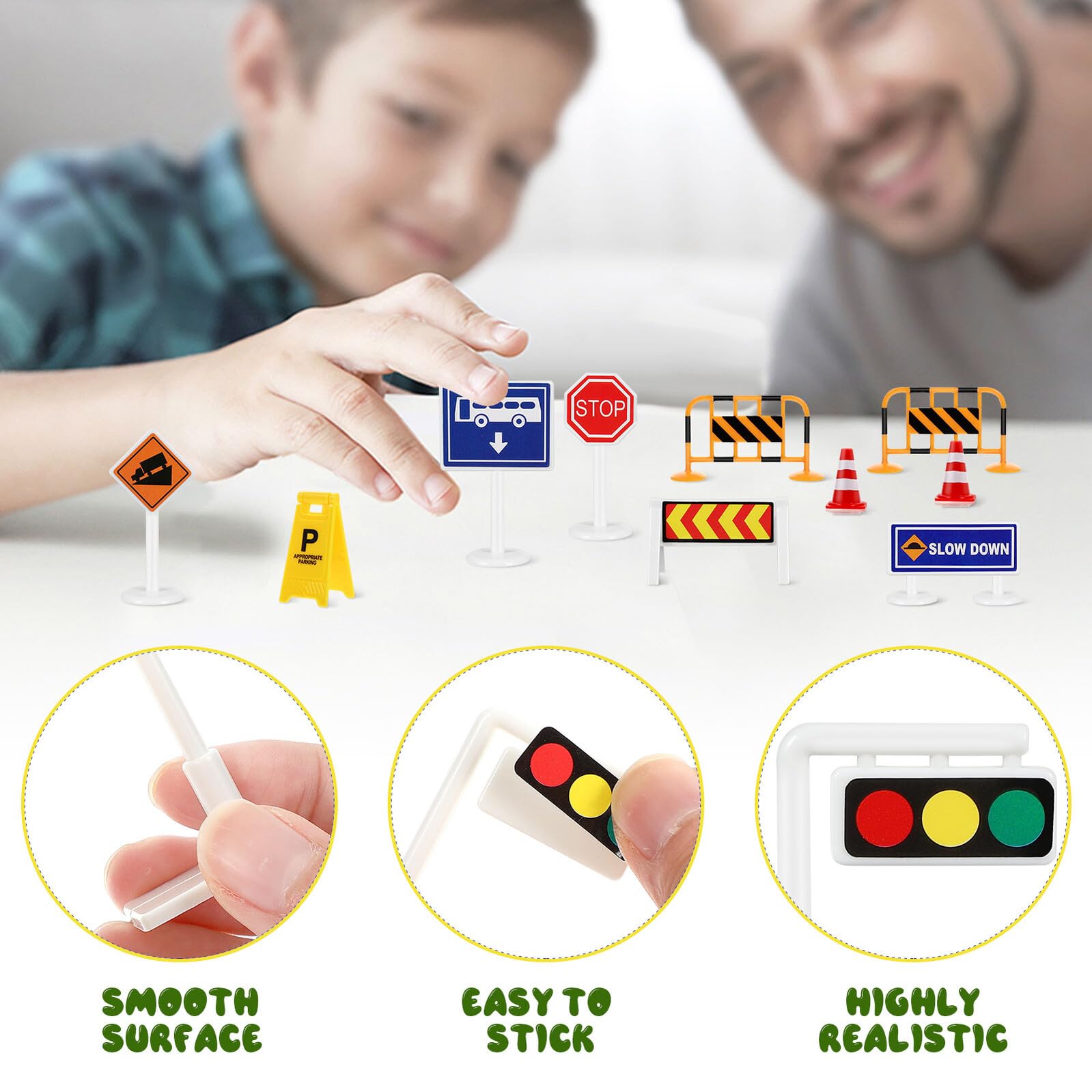 Kit Giocattoli Cartelli Stradali per Bambini Cartelli in Plastica Cono Viabilità per Apprendimento e Giochi di Ruolo