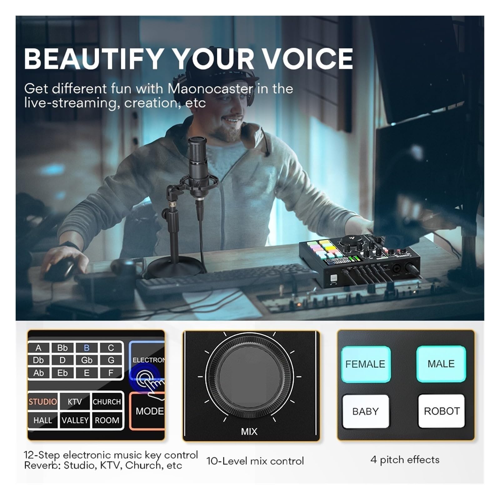AM100 K1 Kit tutto in uno Podcasting professionale Scheda Studio Registrazione Microfono a condensatore Interfaccia