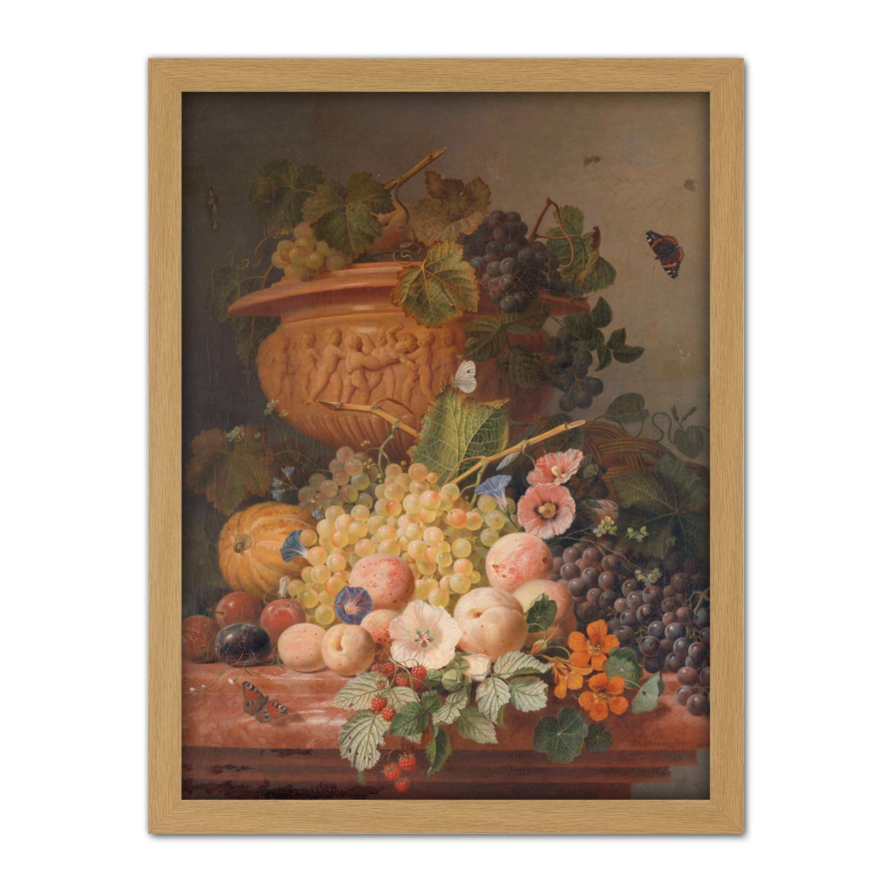 Artery8 Eelkema Still Life With Flowers And Fruit Painting Artwork Framed Wall Art Print 18X24 Inch