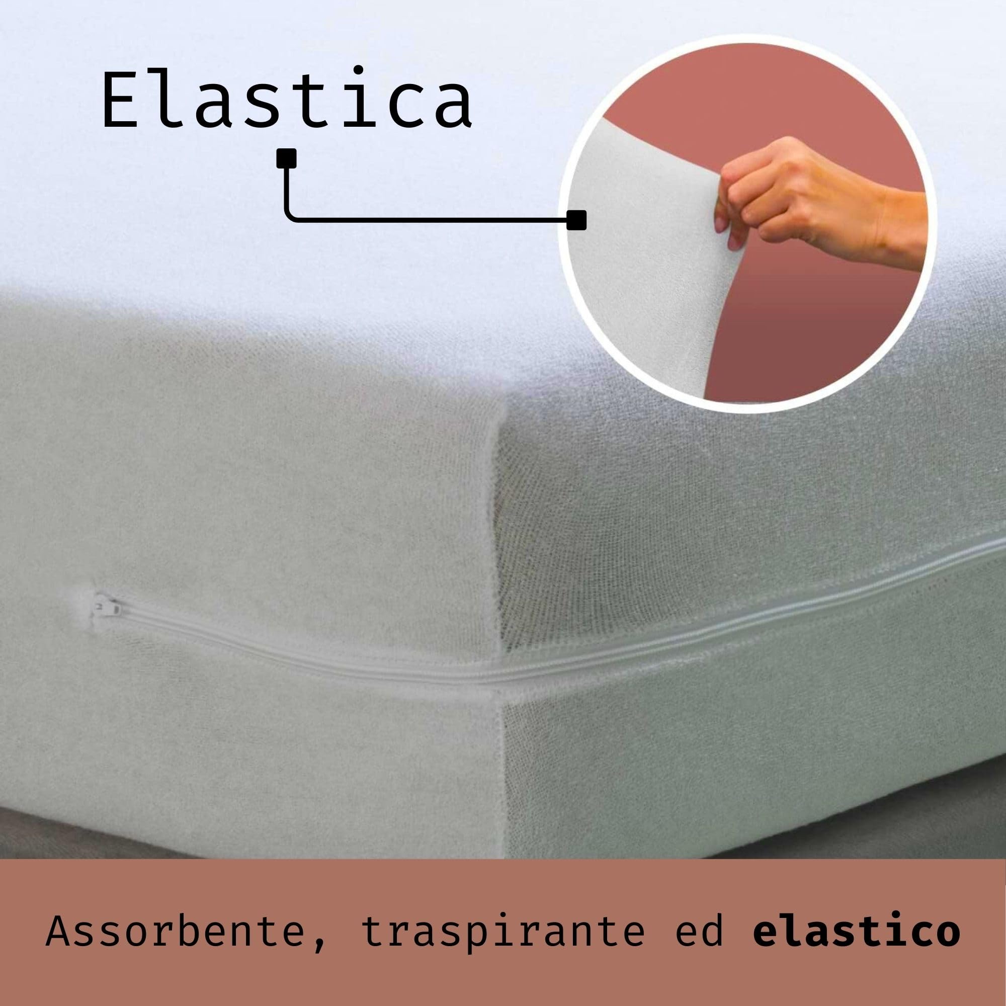 Tural Fodera per materasso 160x190/200cm Matrimoniale Regolabile Certificato Oeko-TEX Assorbente Spugna in cotone
