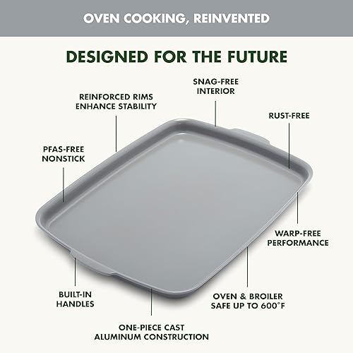 Miniatura 4 de GreenPan Premiere Ovenware Healthy Ceramic - Molde rectangular antiadherente de 18 x 13 pulgadas, aluminio fundido, sin deformación, apto para horno