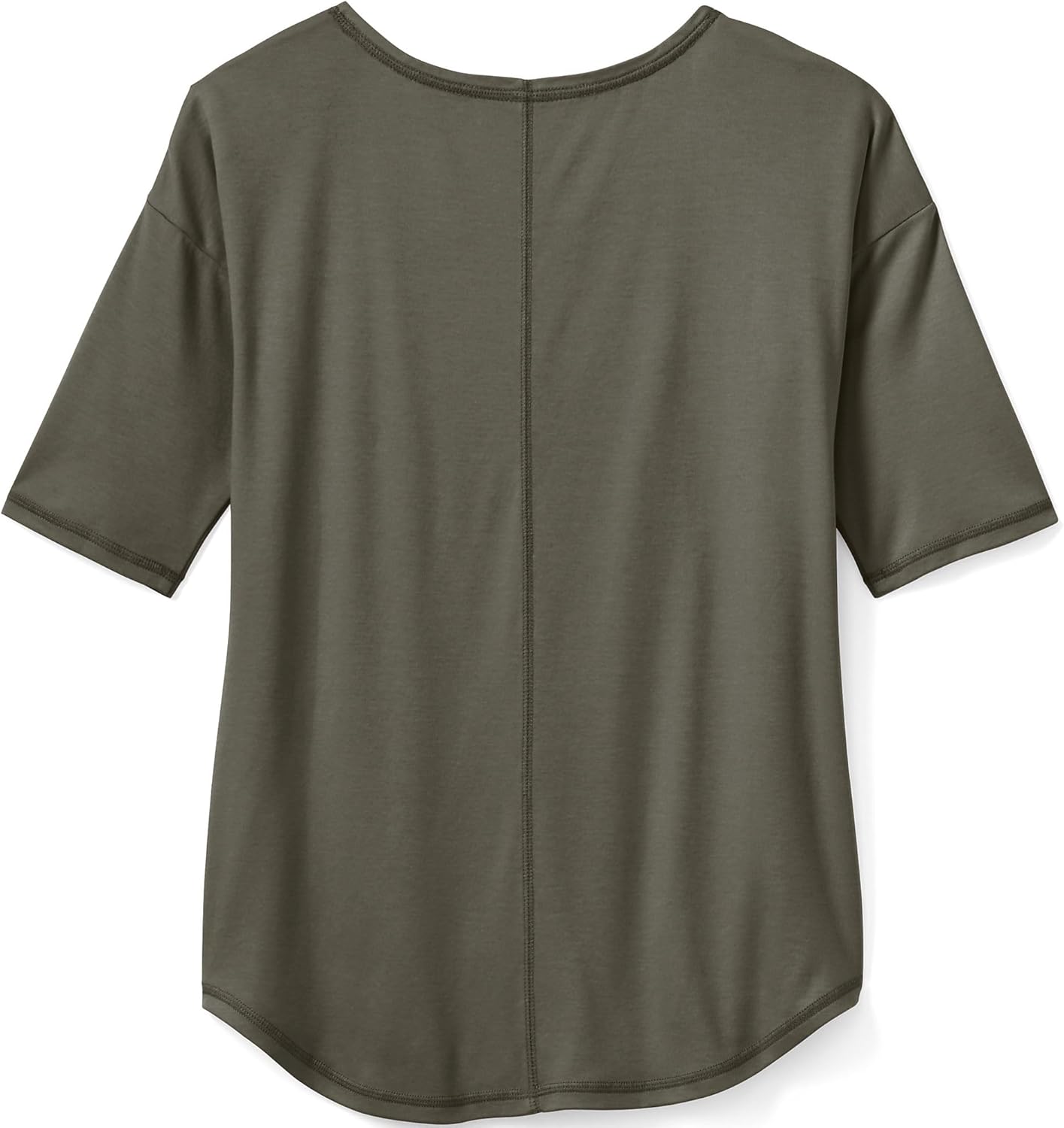 Lands' End Women's American-Grown Supima Micro Modal Elbow Sleeve Balletneck Curved Hem Top - Image 6