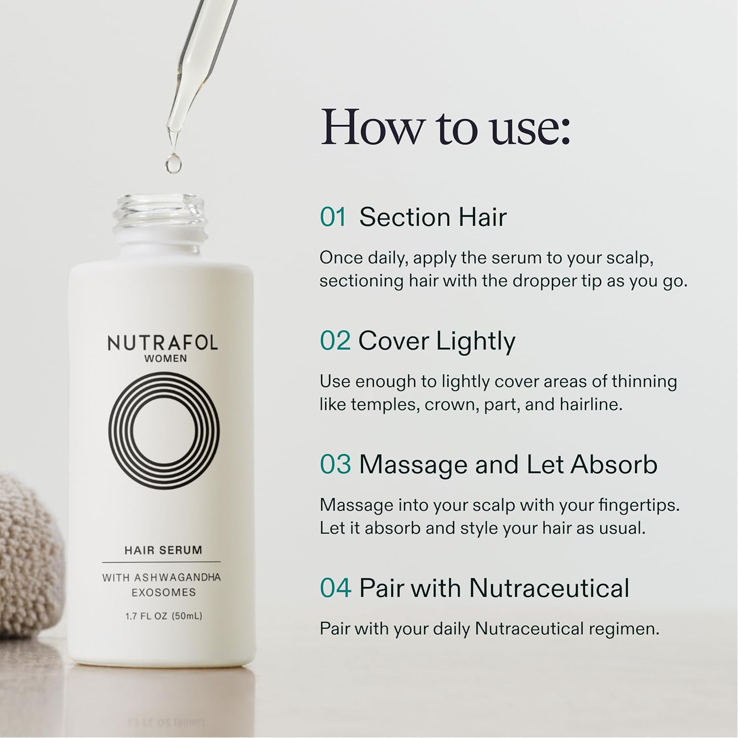 Nutrafol Women's Hair Serum, Supports Visibly Thicker and Stronger Hair, Vegan, Lightweight and Fast-Absorbing - Image 7