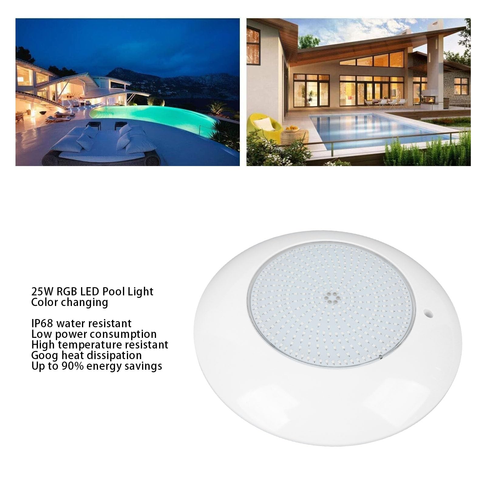 Greensen RGB Poolleuchte, 12V 25W, IP68 Wasserfeste Unterwasserbeleuchtung mit Fernbedienung, für Schwimmbad, Teich, Aquarium