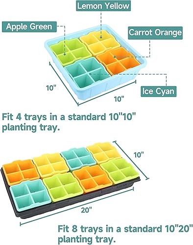 Miniatura 9 de Paquete de 8 bandejas de silicona para iniciación de semillas, coloridas bandejas de inicio de plántulas que se adaptan a bandejas de plantación de