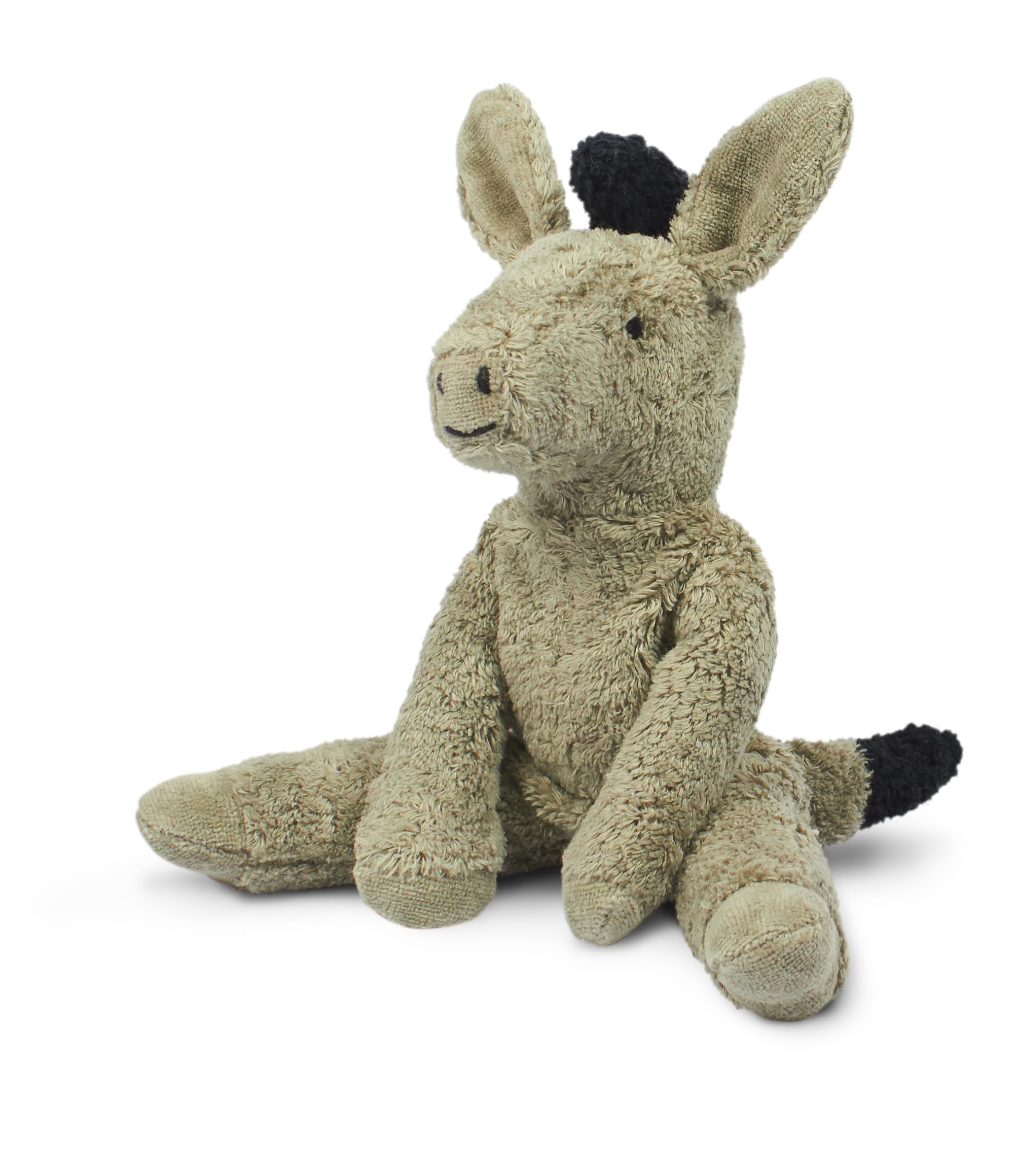 SENGER Tierpuppen Schlenker Esel, klein – Kuscheltier aus Bio-Baumwolle, handgefertigt, GOTS-Zertifiziert, weiches Stofftier für Babys und Kinder, grau