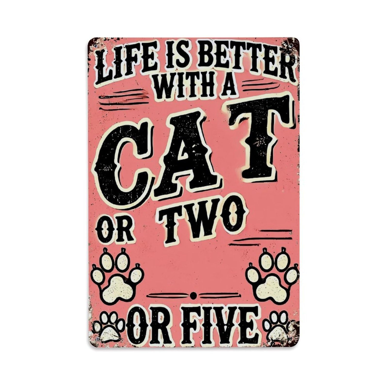 Jdfenggu Vintage Life Is Better With Cat Retro Metal Tin Sign, Decor Art Poster For Bar, Home, Man Cave, Kitchen, Laundry Room Gift 8X12inch