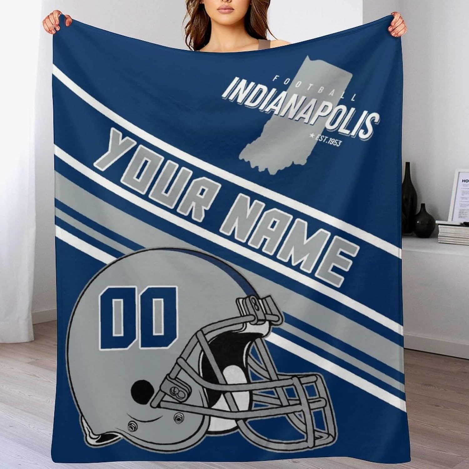 Personalized Football Throw Blanket Add Name and Number